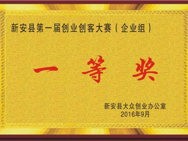 
                                企業(yè)獲得新安縣第一屆創(chuàng)業(yè)創(chuàng)客大賽第一名！
                            